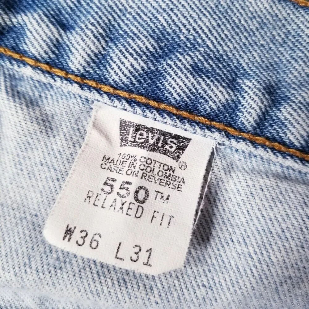 Vtg Levi's 550 Relaxed Fit Denim Jeans 36 X 31 Faded Light Wash Men's Distressed